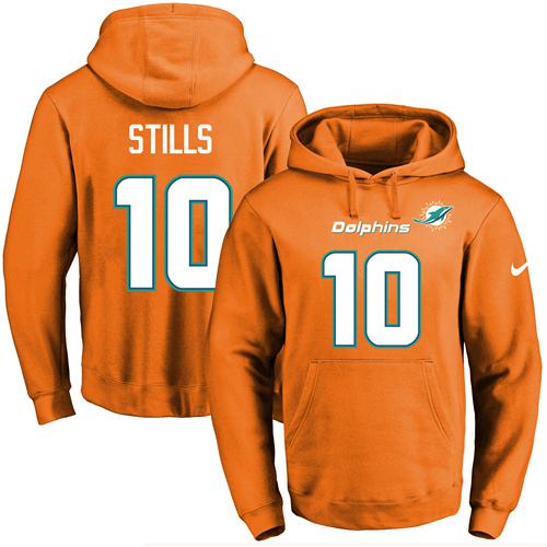 Nike Dolphins #10 Kenny Stills Orange Name & Number Pullover NFL Hoodie